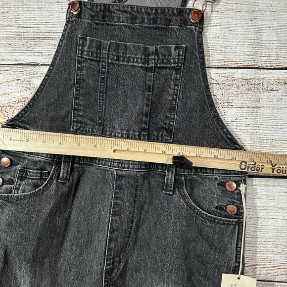 Universal Thread Black Denim Overalls Women’s Size 0/25R Straight Leg Jeans - Picture 7 of 10